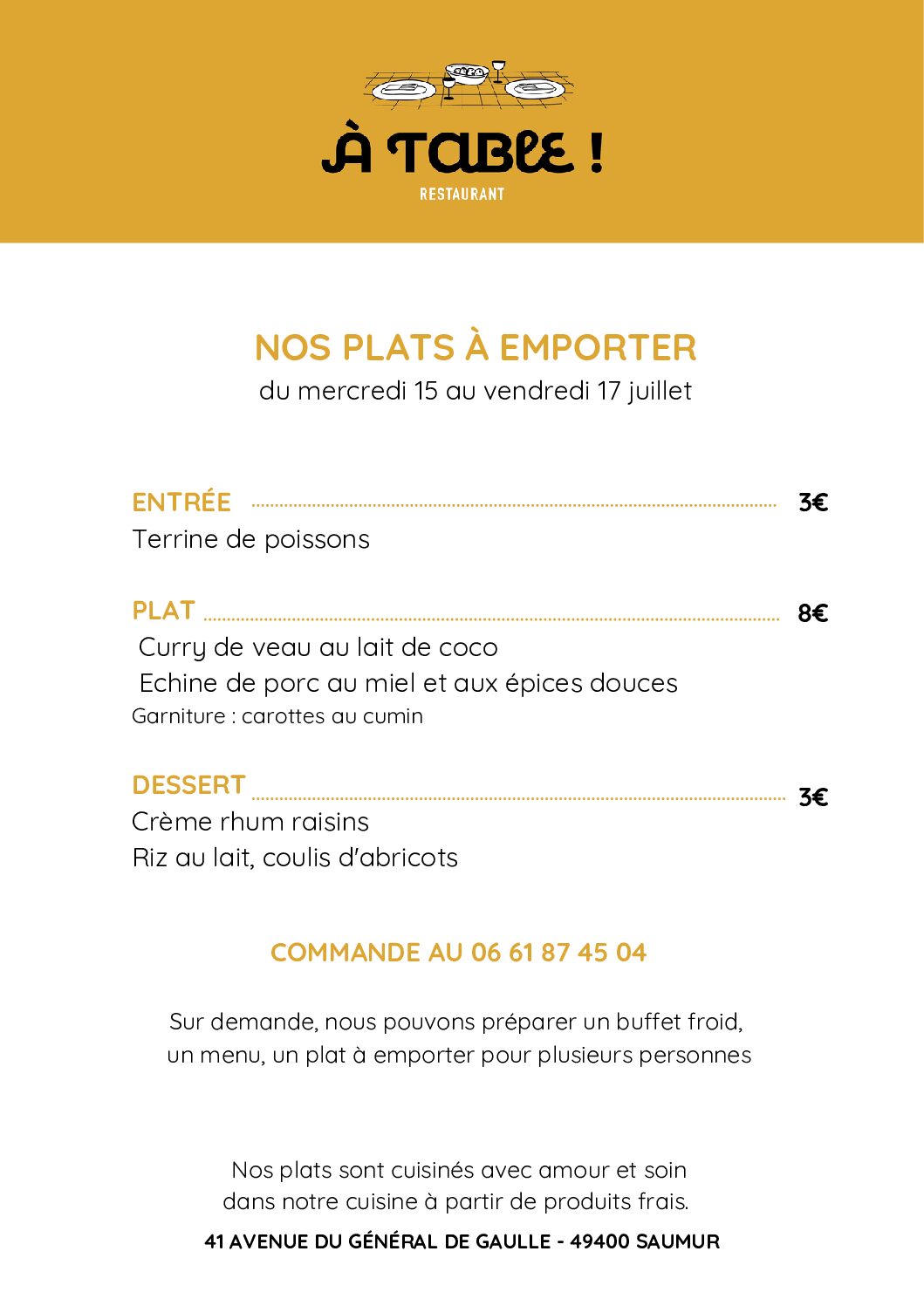 PLAT A EMPORTER DU 15 AU 17 JUILLET Pdf