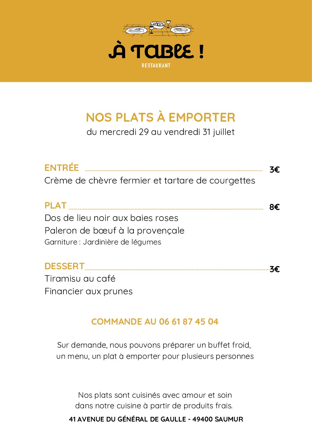 Plats Du 29 Au 31 Juillet Pdf